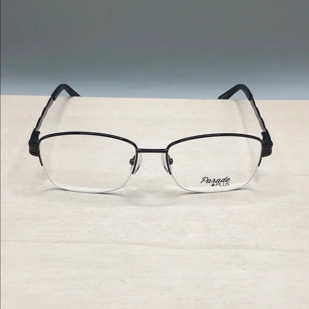 Parade Plus Eyewear 2038 Brown Metal Half Rim Square Frame